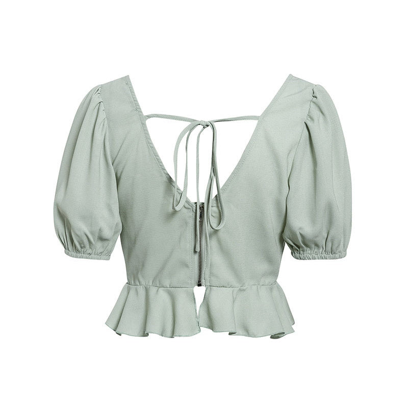 Blouse en chiffon à épaules volantées