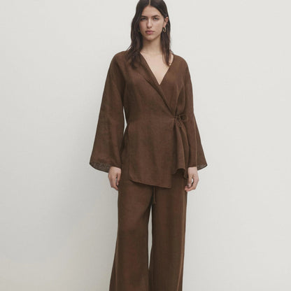 TerraLin – Ensemble Kimono Brun Naturel