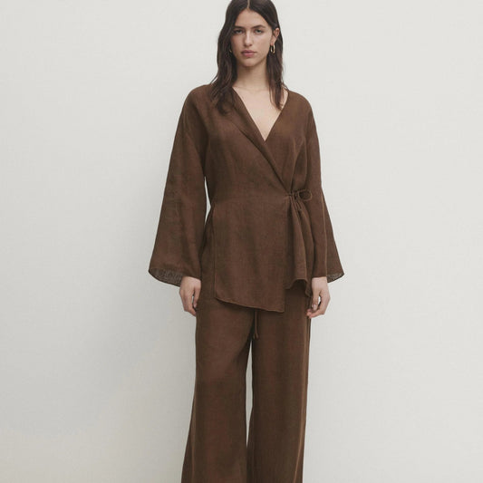 TerraLin – Ensemble Kimono Brun Naturel